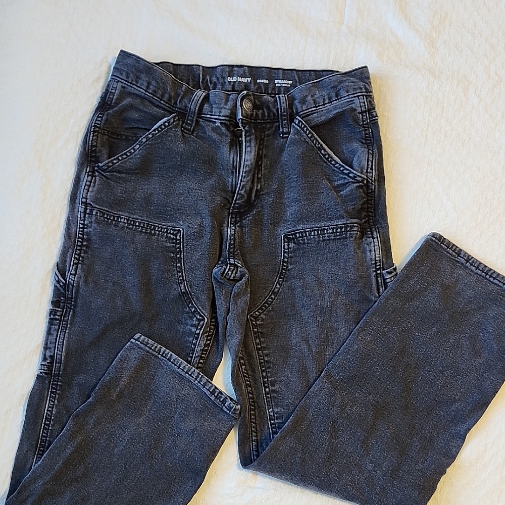 Old Navy Men's Dark Gray Straight Built-in Flex Jeans